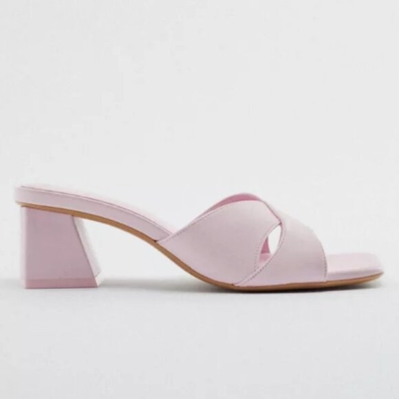 ZARA Pink Mid-Block Heels Sandals - Picture 8 of 10